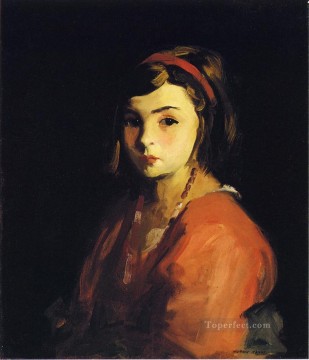 赤い服を着た少女のポートレート アシュカン スクール ロバート アンリ Oil Paintings